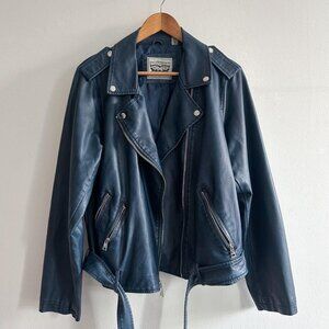 Levi Strauss & Co. Blue Faux Leather Moto Jacket